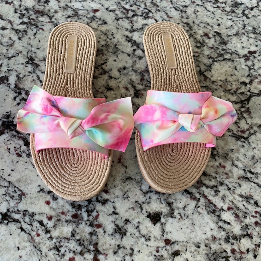 Watercolor sandals with bow